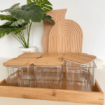 Besthomez - Set Balang Raya Plastic Square Jar kedap udara + Bamboo Tray